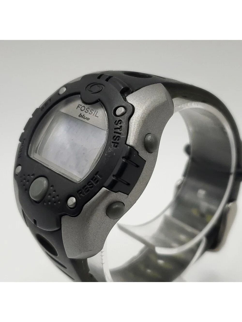 Fossil Blue DQ1058 Digital Womens Watch Grey Black New Battery 35mm